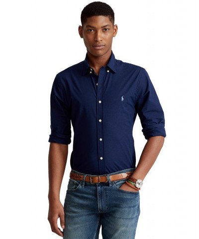 Men's Slim Fit Striped Stretch Poplin Shirt Newport Navy $62.10 Shirts