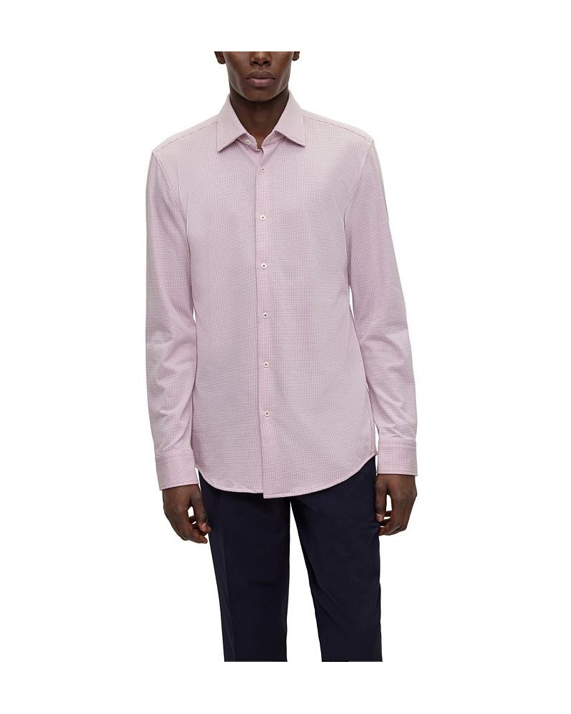 BOSS Men's Micro-Patterned Jersey Slim-Fit Shirt Pink $40.83 Shirts