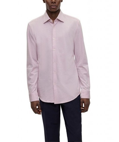 BOSS Men's Micro-Patterned Jersey Slim-Fit Shirt Pink $40.83 Shirts