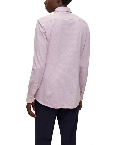 BOSS Men's Micro-Patterned Jersey Slim-Fit Shirt Pink $40.83 Shirts