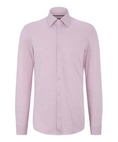 BOSS Men's Micro-Patterned Jersey Slim-Fit Shirt Pink $40.83 Shirts