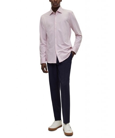 BOSS Men's Micro-Patterned Jersey Slim-Fit Shirt Pink $40.83 Shirts