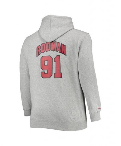 Men's Dennis Rodman Heathered Gray Chicago Bulls Big and Tall Name and Number Pullover Hoodie $70.00 Sweatshirt