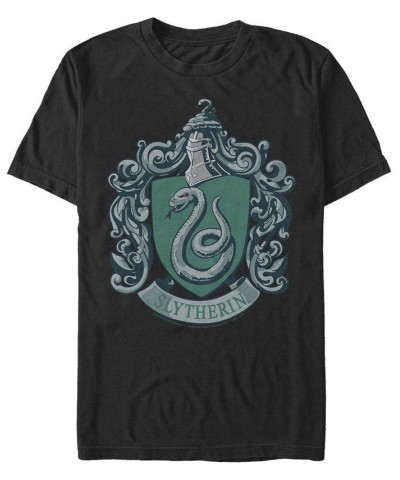 Men's Slytherin Crest Short Sleeve Crew T-shirt Black $19.59 T-Shirts