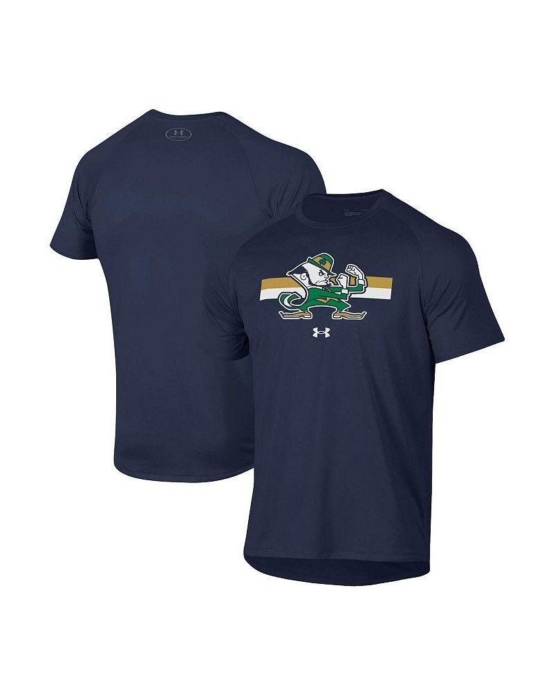 Men's Navy Notre Dame Fighting Irish Leprechaun Logo Stripe Performance Raglan T-shirt $23.84 T-Shirts