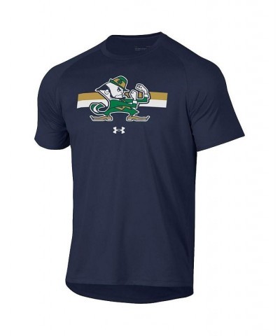 Men's Navy Notre Dame Fighting Irish Leprechaun Logo Stripe Performance Raglan T-shirt $23.84 T-Shirts