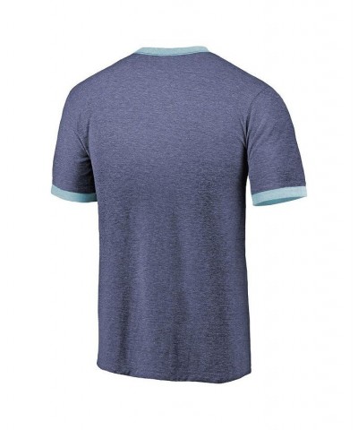 Men's Threads Heathered Deep Sea Blue Seattle Kraken Ringer Contrast Tri-Blend T-shirt $23.39 T-Shirts