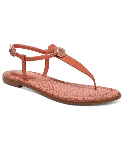 Gigi Signet T-Strap Flat Sandals Pink $48.10 Shoes