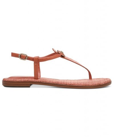 Gigi Signet T-Strap Flat Sandals Pink $48.10 Shoes