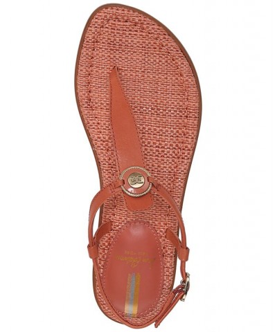 Gigi Signet T-Strap Flat Sandals Pink $48.10 Shoes