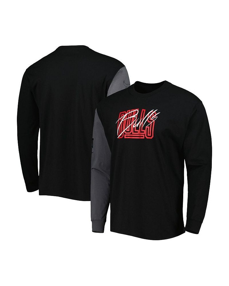 Men's Black Chicago Bulls Courtside Versus Flight MAX90 Long Sleeve T-shirt $26.31 T-Shirts