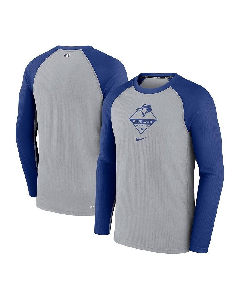 Men's Gray, Royal Toronto Blue Jays Game Authentic Collection Performance Raglan Long Sleeve T-shirt $33.14 T-Shirts