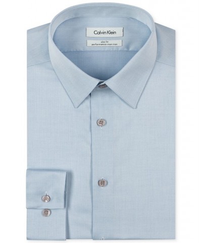 Men's Slim-Fit Non-Iron Performance Dress Shirt Blue $24.88 Dress Shirts