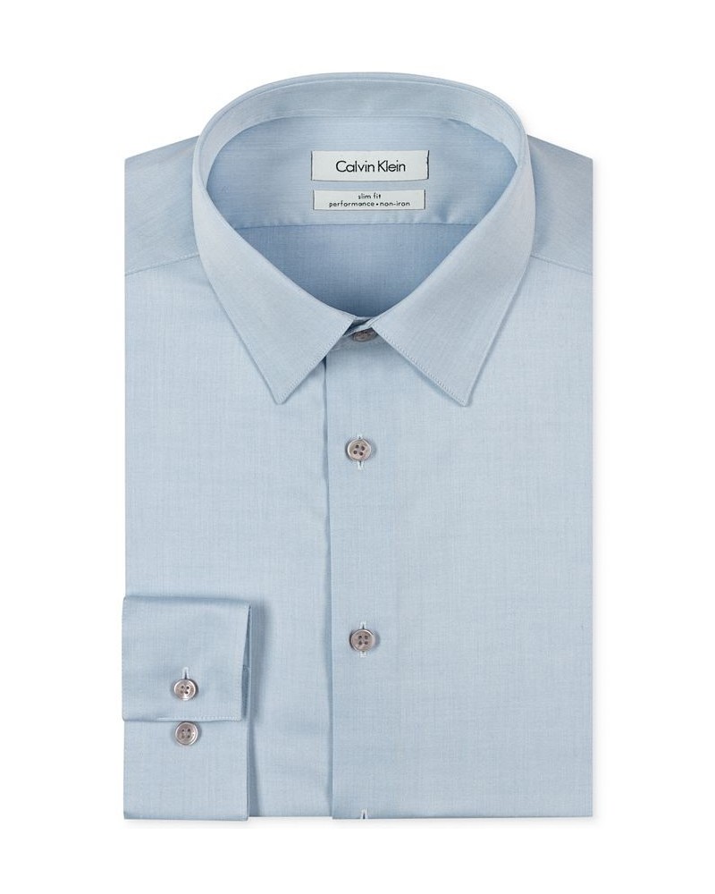 Men's Slim-Fit Non-Iron Performance Dress Shirt Blue $24.88 Dress Shirts