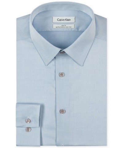 Men's Slim-Fit Non-Iron Performance Dress Shirt Blue $24.88 Dress Shirts