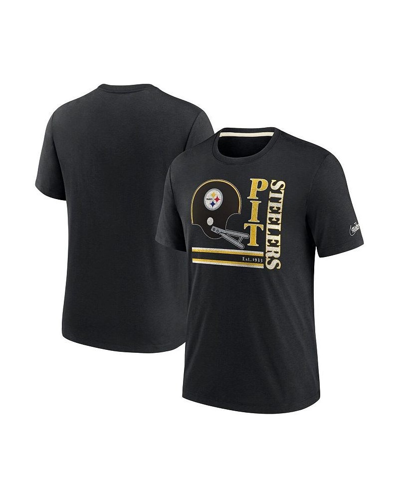 Men's Black Pittsburgh Steelers Wordmark Logo Tri-Blend T-shirt $28.99 T-Shirts