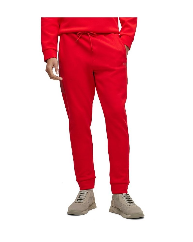 BOSS Men's Rhinestone Trims Cotton-Blend Tracksuit Bottoms Red $60.16 Pants