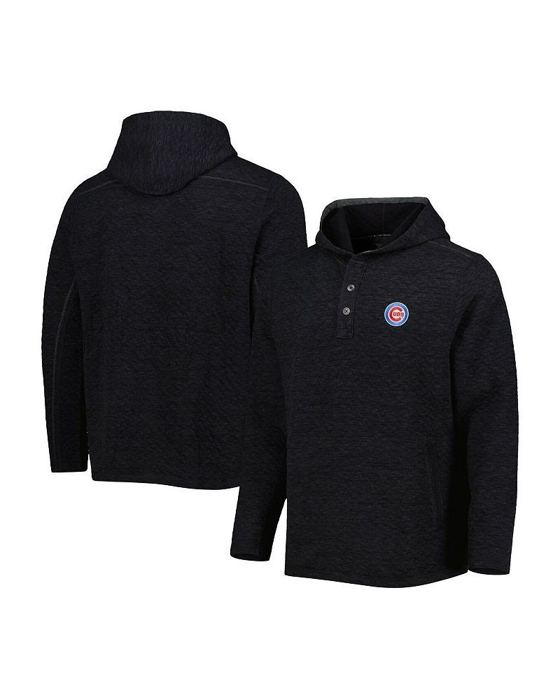 Men's Black Chicago Cubs Queensland Quilted Hoodie $54.40 Sweatshirt