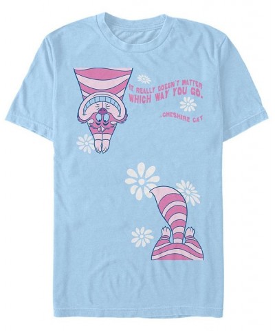 Men's Alice in Wonderland Cheshire Split Short Sleeve T-shirt Blue $15.40 T-Shirts