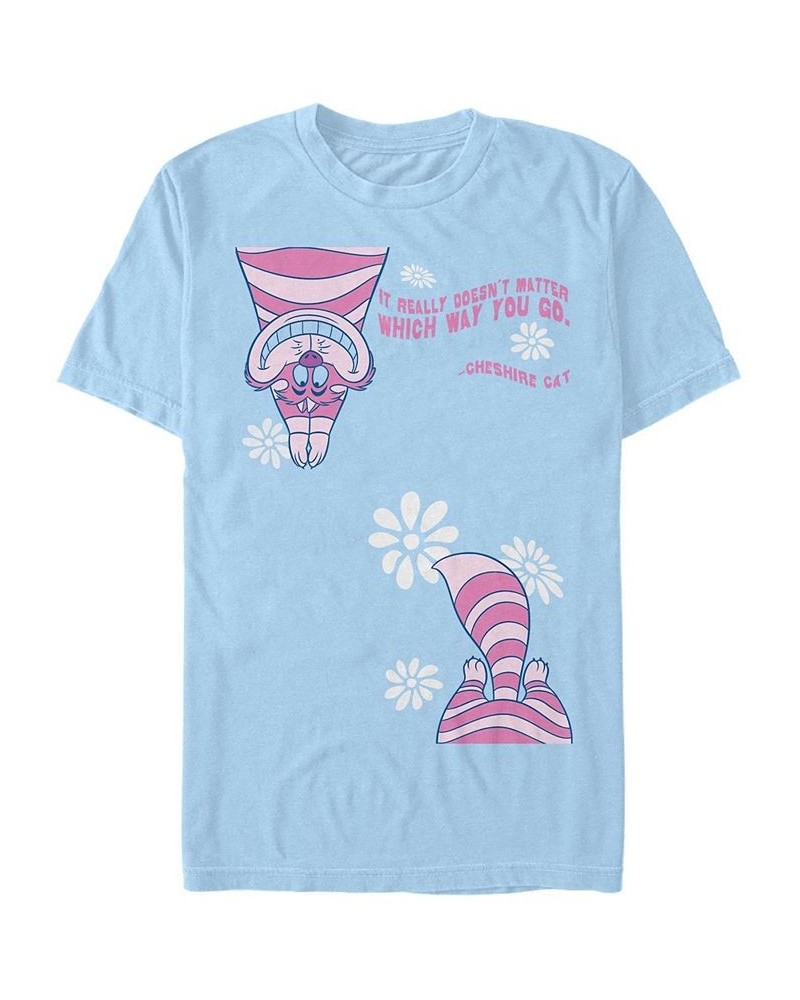 Men's Alice in Wonderland Cheshire Split Short Sleeve T-shirt Blue $15.40 T-Shirts