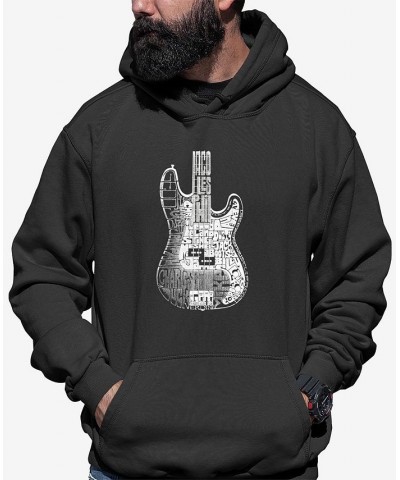 Men's Word Art Bass Guitar Hooded Sweatshirt Gray $25.80 Sweatshirt