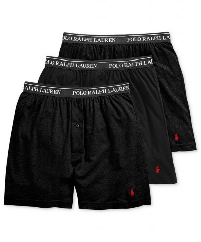 Men's 3-Pk. Cotton Classic Knit Boxers Black $23.10 Underwear