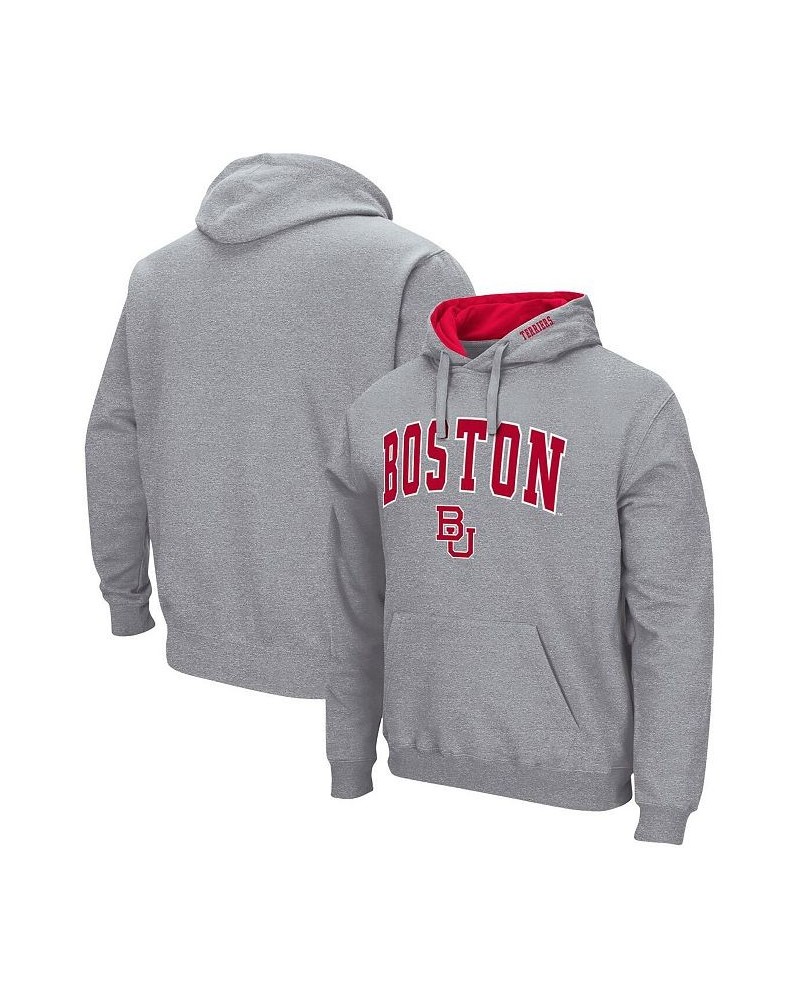 Men's Heathered Gray Boston University Arch and Logo Pullover Hoodie $32.44 Sweatshirt