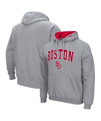 Men's Heathered Gray Boston University Arch and Logo Pullover Hoodie $32.44 Sweatshirt