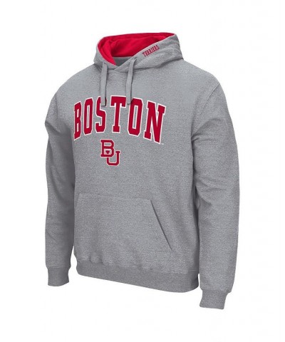 Men's Heathered Gray Boston University Arch and Logo Pullover Hoodie $32.44 Sweatshirt