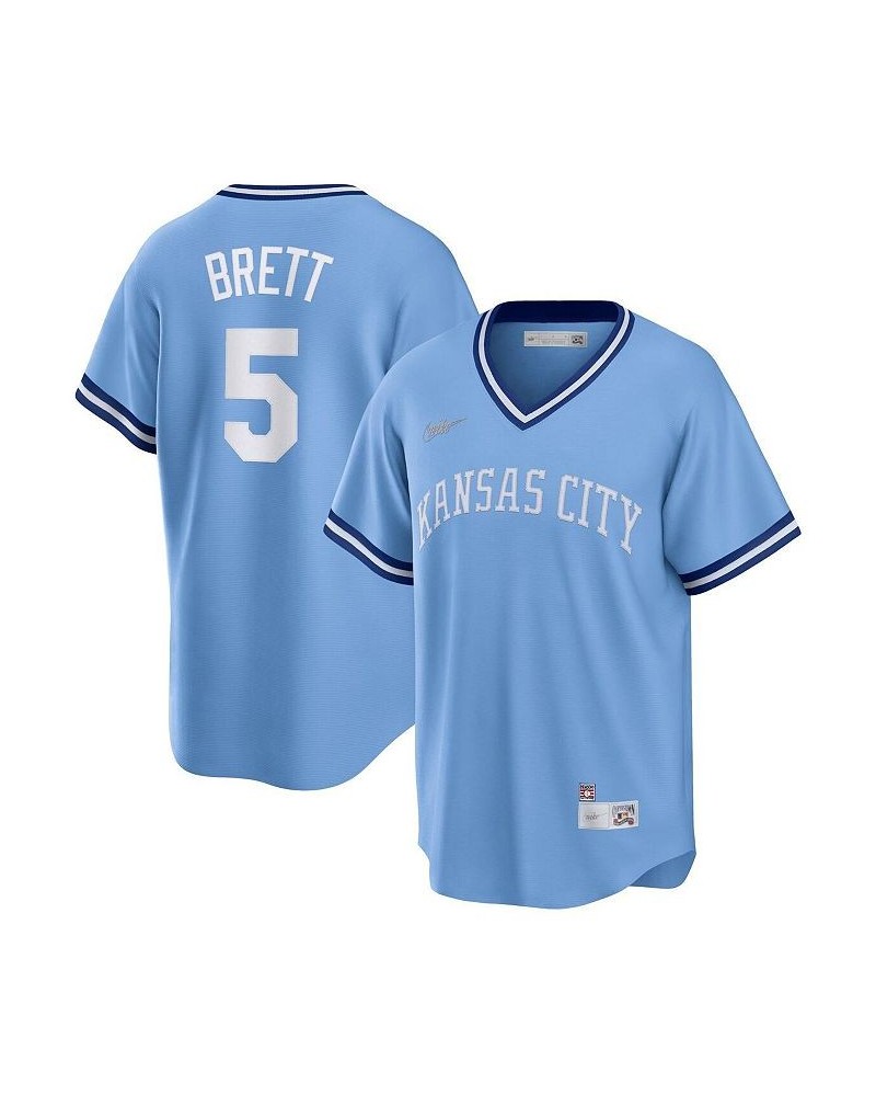 Men's George Brett Light Blue Kansas City Royals Road Cooperstown Collection Player Jersey $44.00 Jersey