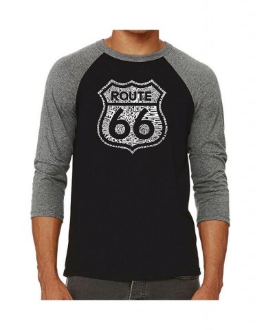 Get Your Kicks on Route 66 Men's Raglan Word Art T-shirt Gray $18.90 T-Shirts