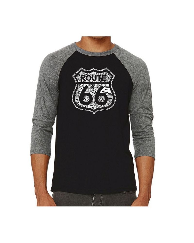 Get Your Kicks on Route 66 Men's Raglan Word Art T-shirt Gray $18.90 T-Shirts