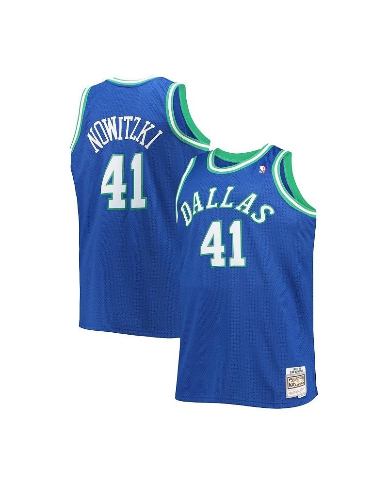 Men's Dirk Nowitzki Blue Dallas Mavericks Big and Tall 1998-99 Hardwood Classics Swingman Jersey $41.40 Jersey