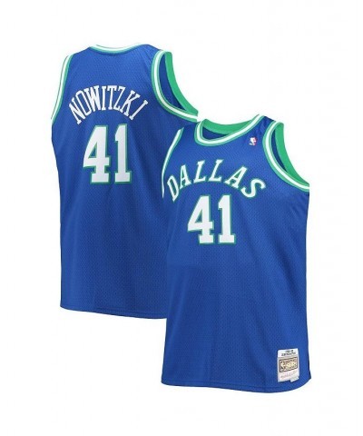 Men's Dirk Nowitzki Blue Dallas Mavericks Big and Tall 1998-99 Hardwood Classics Swingman Jersey $41.40 Jersey