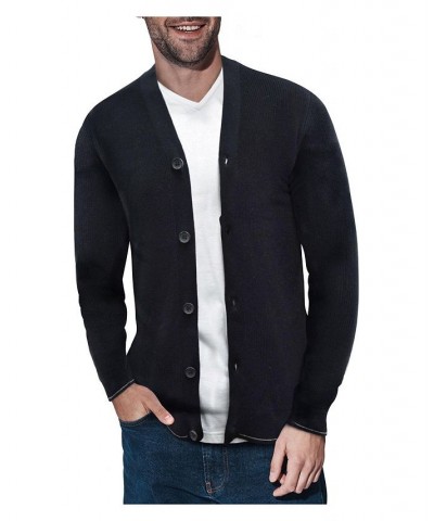 Men's Basic Ribbed Cardigan Black $28.49 Sweaters