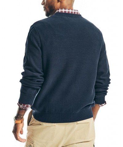 Men's Classic-Fit Crew Neck Cotton Cable-Knit Sweater Blue $23.27 Sweaters