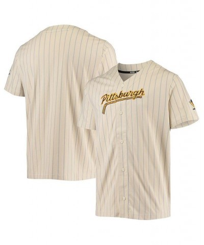 Men's Cream Pittsburgh Penguins Baseball Button-Up Shirt $52.24 Shirts