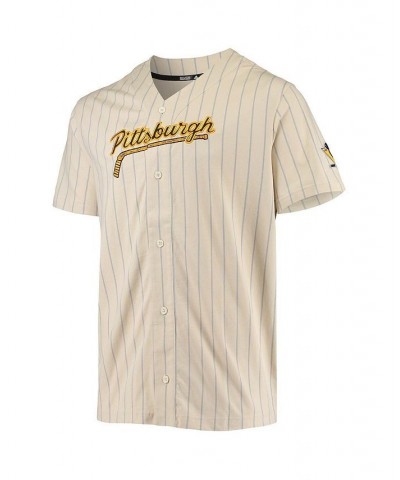 Men's Cream Pittsburgh Penguins Baseball Button-Up Shirt $52.24 Shirts