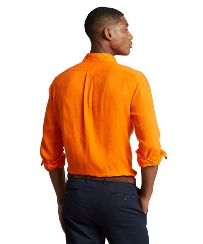 Men's Classic-Fit Linen Shirt Orange $56.24 Shirts