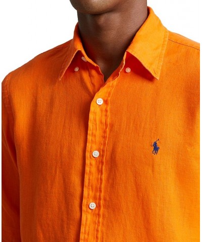 Men's Classic-Fit Linen Shirt Orange $56.24 Shirts