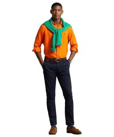 Men's Classic-Fit Linen Shirt Orange $56.24 Shirts