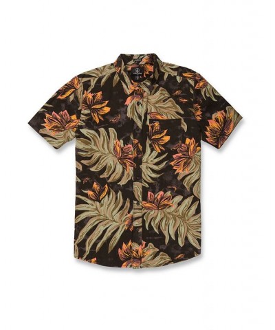 Men's Marble Floral Short Sleeves Shirt Dawn Yellow $33.60 Shirts