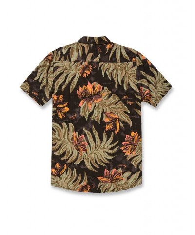 Men's Marble Floral Short Sleeves Shirt Dawn Yellow $33.60 Shirts