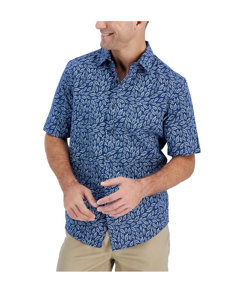 Men's Short-Sleeve Meren Floral-Print Shirt Blue $9.90 Shirts