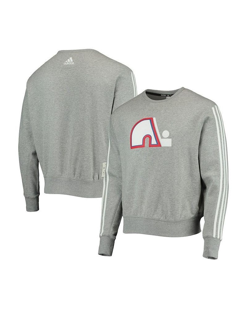 Men's Heathered Gray Quebec Nordiques Team Classics Vintage-Like Pullover Sweatshirt $42.30 Sweatshirt