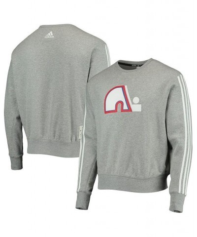 Men's Heathered Gray Quebec Nordiques Team Classics Vintage-Like Pullover Sweatshirt $42.30 Sweatshirt