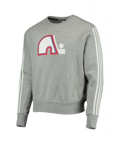 Men's Heathered Gray Quebec Nordiques Team Classics Vintage-Like Pullover Sweatshirt $42.30 Sweatshirt