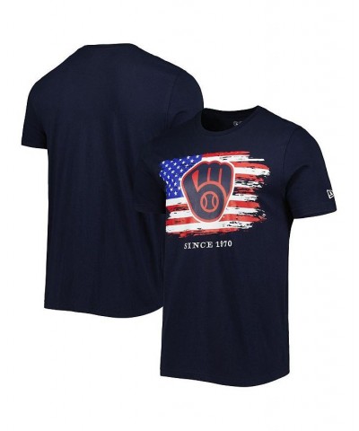 Men's Navy Milwaukee Brewers 4th of July Jersey T-shirt $25.91 T-Shirts