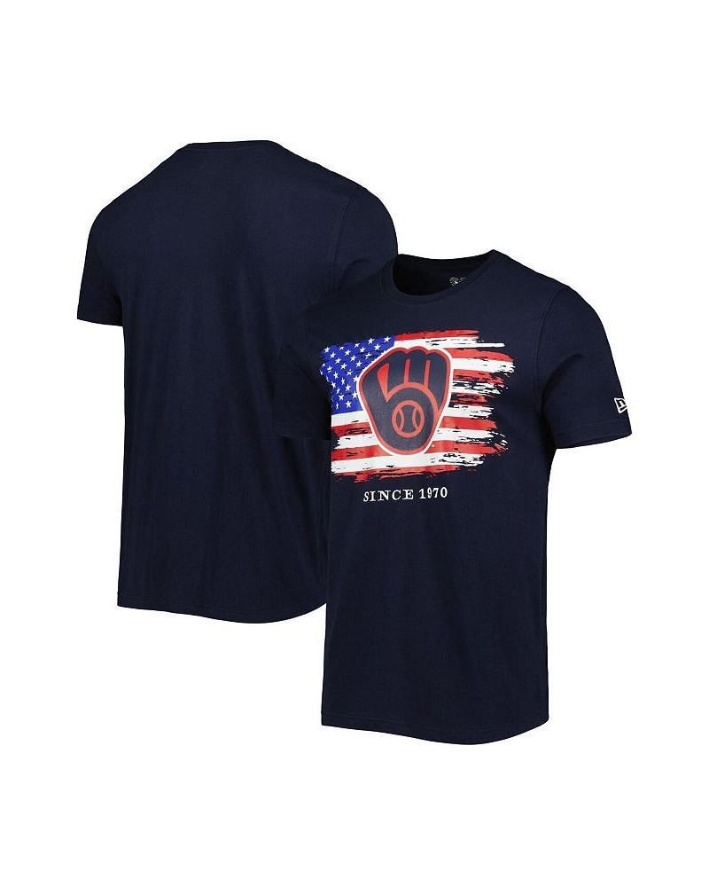 Men's Navy Milwaukee Brewers 4th of July Jersey T-shirt $25.91 T-Shirts