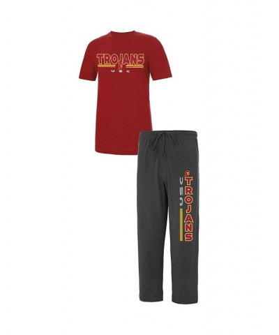 Men's Cardinal, Charcoal USC Trojans Meter T-shirt and Pants Sleep Set $29.40 Pajama